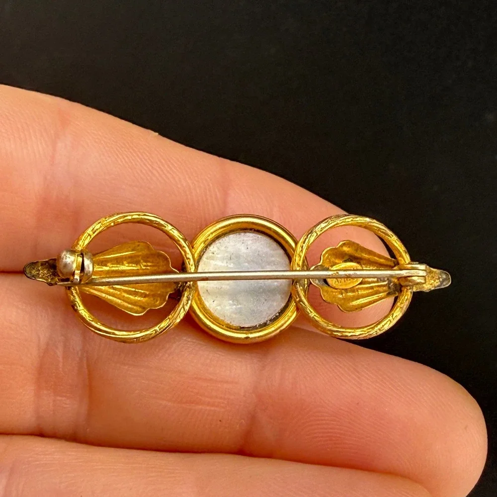 Vintage AMCO Order of the Eastern Star Brooch Gold Filled Enamel MOP READ